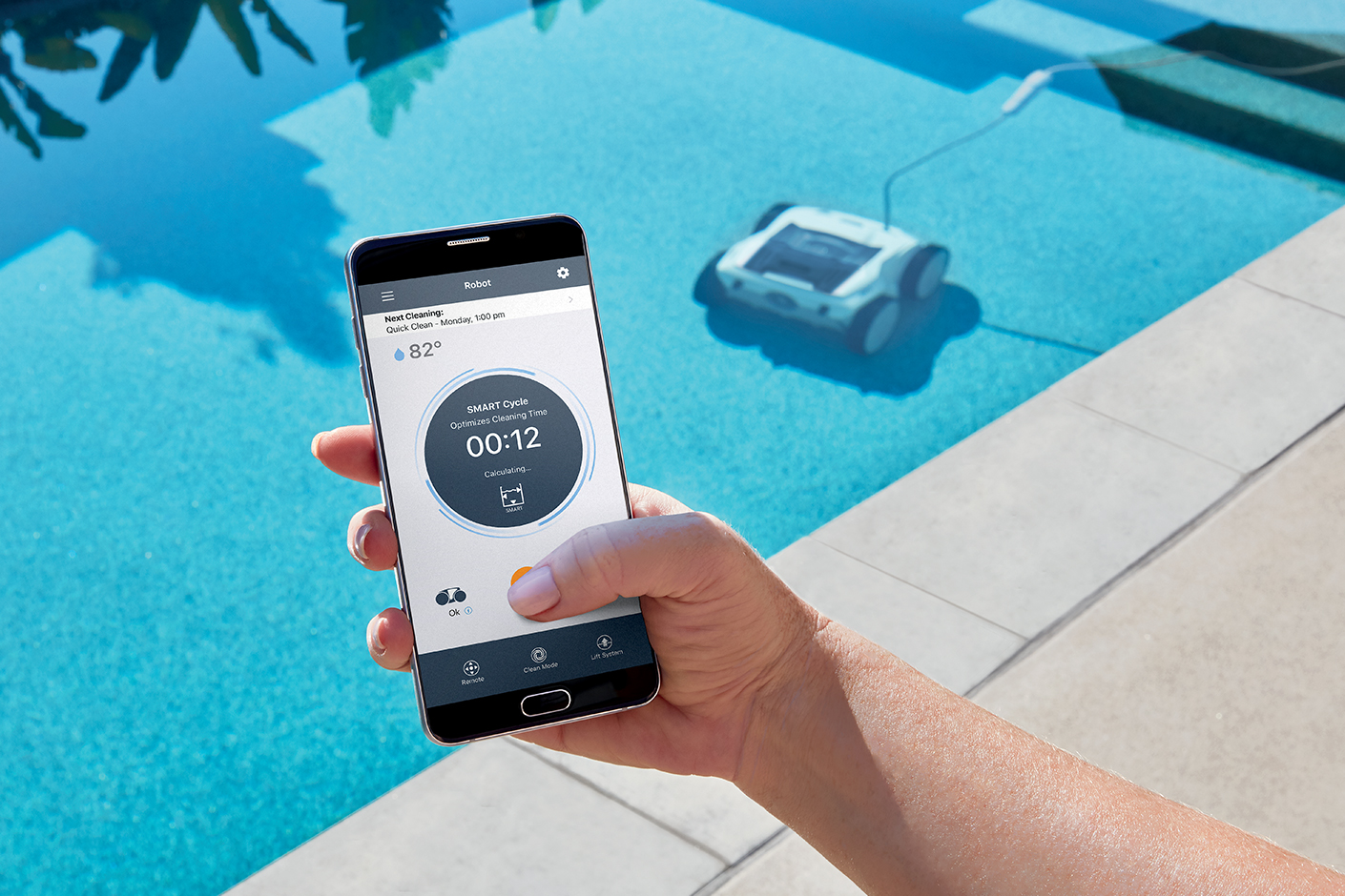 iAqualink Phone App in Use, robotic pool cleaners, pool robotic cleaners