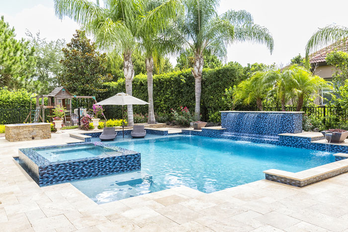 Backyard pool and spa combo